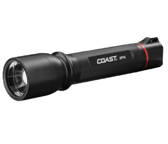 Billede af COAST LYGTE HP14 339 LUMEN. INCL. 4 STK. LR6 DURACELL BATTERIER. SLIDE FOCUS.  5 ÅRS GARANTI. 