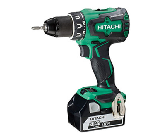 Billede af HITACHI DS 18DBSL AKKU BOREMASKINE 18 V. 5,0 AMP KULFRI MED 1. BATTERIER OG LADER 70 NM.
