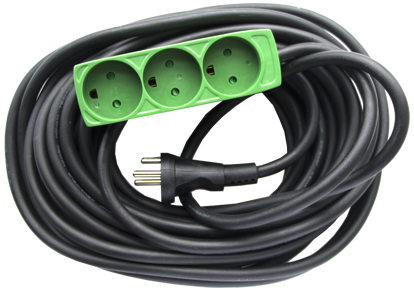 Billede af FORLÆNGER KABEL 10 MTR. M/JORD 3 X 1,5 MED 3 STIK WEXIM