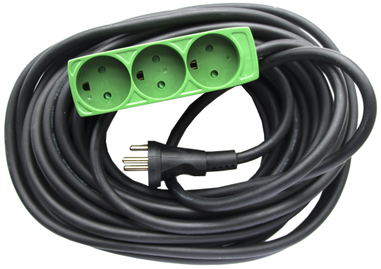 Billede af FORLÆNGER KABEL 10 MTR. M/JORD 3 X 1,5 MED 3 STIK WEXIM