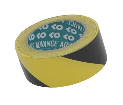 Billede af ADVARSELSTAPE GUL/SORT AT 0008 50 MM, 33 MTR.