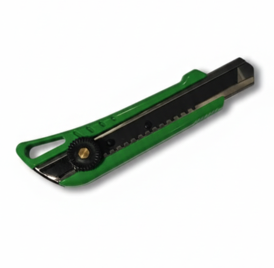 Billede af DJ TOOLS KNIV MED SKYDELÅS 18 MM. MED SORT ULTRA SKARP KLINGE.