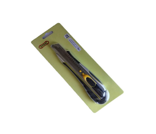 Billede af KNIV BRÆK-AF BRED MODEL 18 MM. DELUXE MED INDBYGGET SIKKERHEDSKNIV OG GUMMIGREB.
