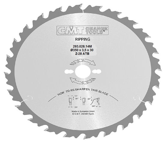 Billede af RUNDSAVKLINGE CMT 350 MM HM
3,5X30 28 T   TIL SAVNING PÅ LANGS