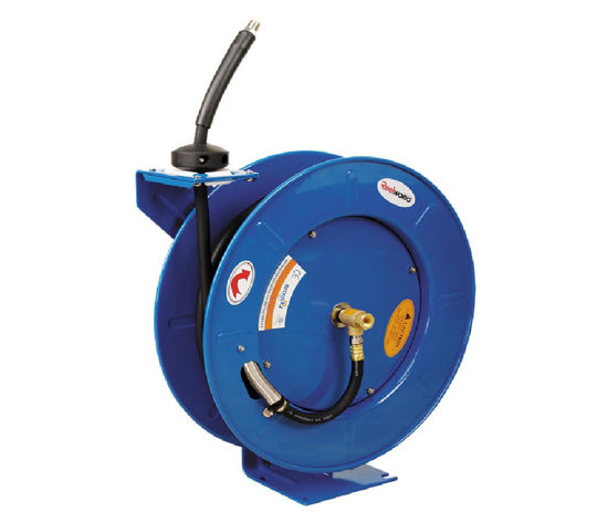 Billede af RECTUS SLANGETROMLE 3/8" X10 M. 20 BAR.POLYMER SLANGE
AUT. OPRULLER TIL VÆG. STÅL