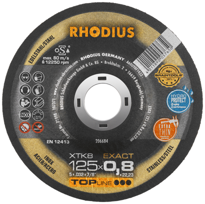 Billede af RHODIUS SKÆRESKIVE 125 MM. XTK 8 FORSAT 0,8X22,2 MM. F. INOX/STÅL
