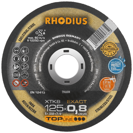 Billede af RHODIUS SKÆRESKIVE 125 MM. XTK 8 FORSAT 0,8X22,2 MM. F. INOX/STÅL