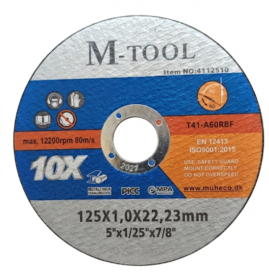 Billede af M-TOOL SKÆRESKIVE 125 MM. PLAN 1,0X22,2 MM FOR INOX / STÅL - HEL KASSE Á 100 STK