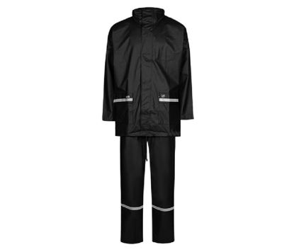 Billede af LYNGSØE MICROFLEX REGNSÆT - JAKKE/BUKS I PU - SORT STR. XS->4XL - LR 1389
