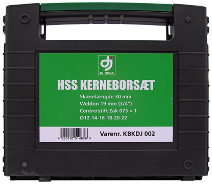 Billede af DJ KERNEBOR SÆT 7 DELE. 12-14-16-18-20-22 MM. M/CENTERTAP I PLASTKUFFERT. ( KBKDJ 002 )