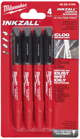 Billede af MILWAUKEE INKZALL SPEEDMARKER, ULTRAFIN SPIDS, SORT, 4 STK. 