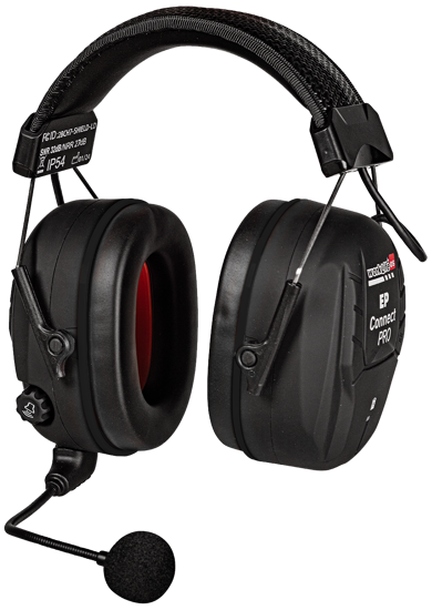 Billede af HØREVÆRN EP CONNECT PRO, BLUETOOTH, MED AFTAGELIG STØJREDUCERENDE BOMMIKROFON. GENOPLADELIGT MED KABEL.