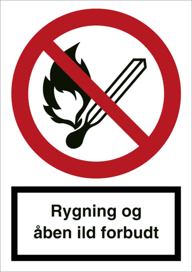 Billede af SKILT RYGNING OG ÅBEN ILD FORBUDT RITOFORM F 104